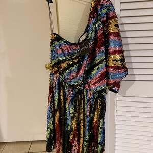 Karlie sequin stripe one-shoulder dress in MULTI